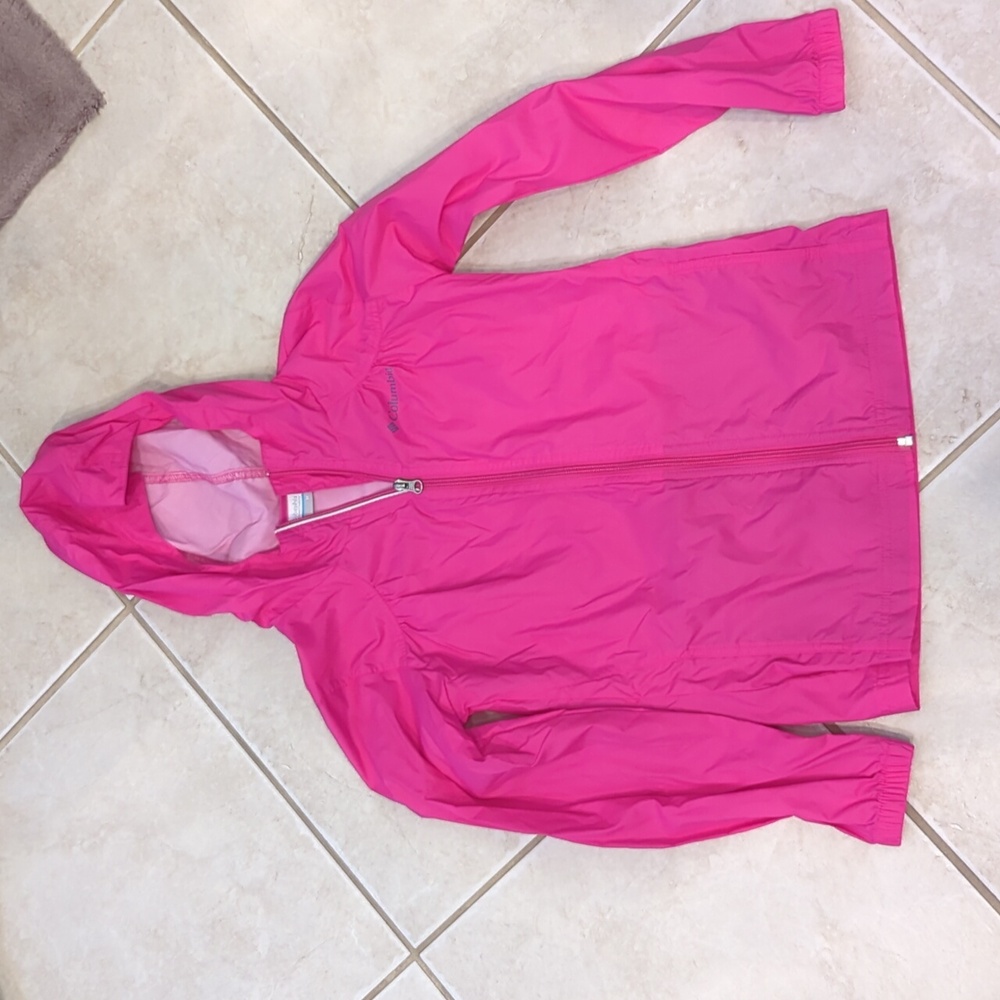 Girls size medium size 10 bright pink Columbia rain coat jacket
